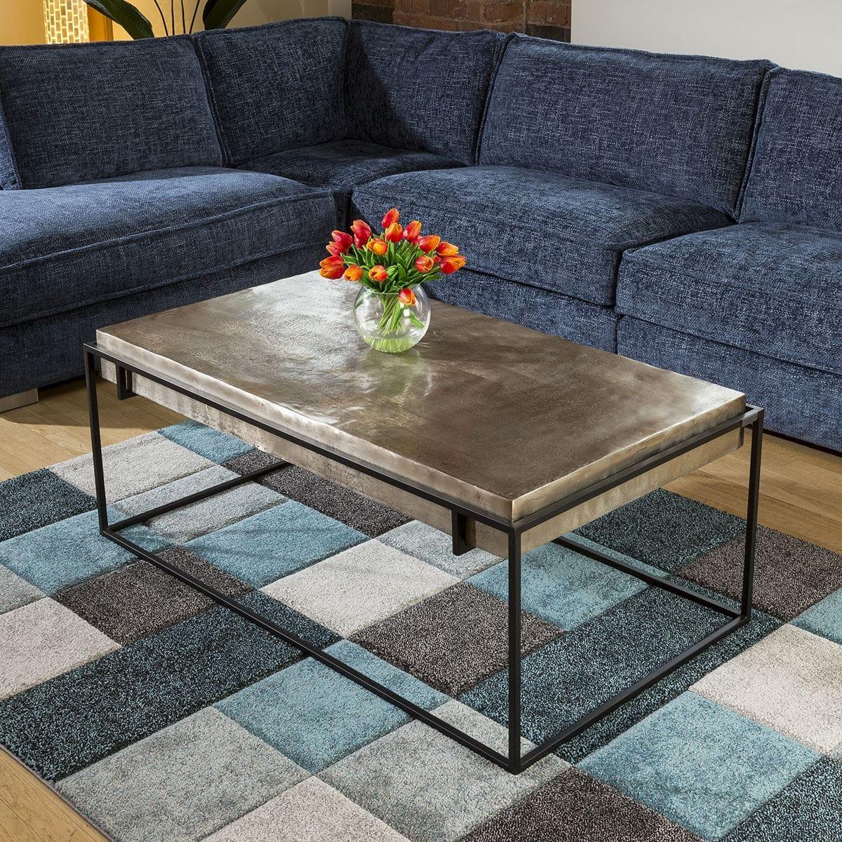 Designer Rectangular Coffee Table with Champagne Gold Coloured Top. – image 4