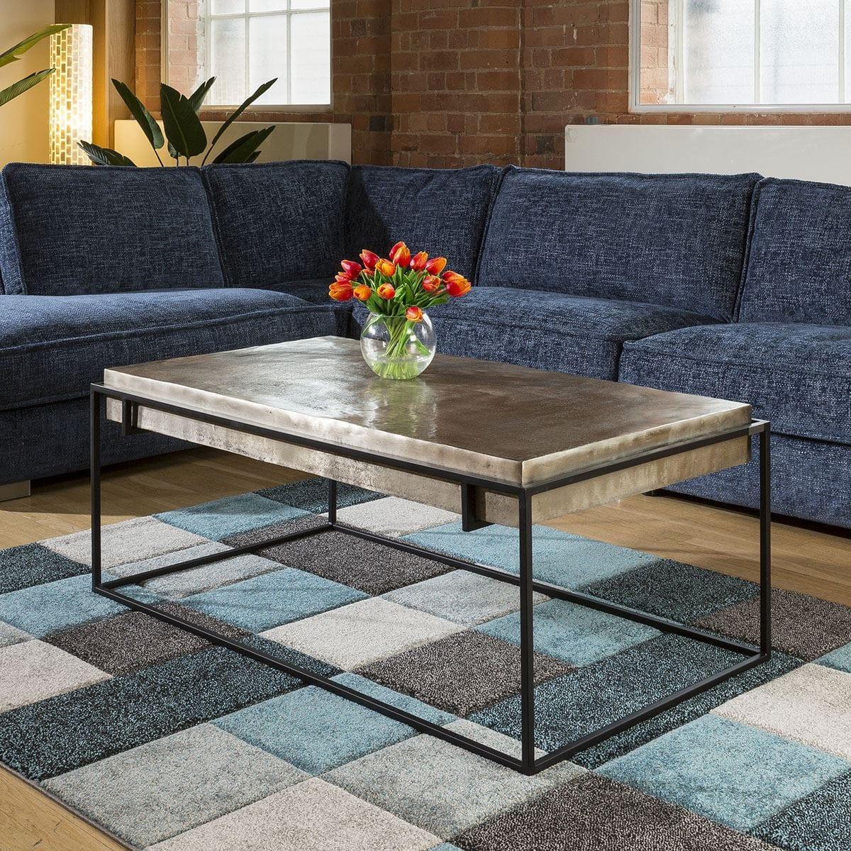 Designer Rectangular Coffee Table with Champagne Gold Coloured Top. – image 1