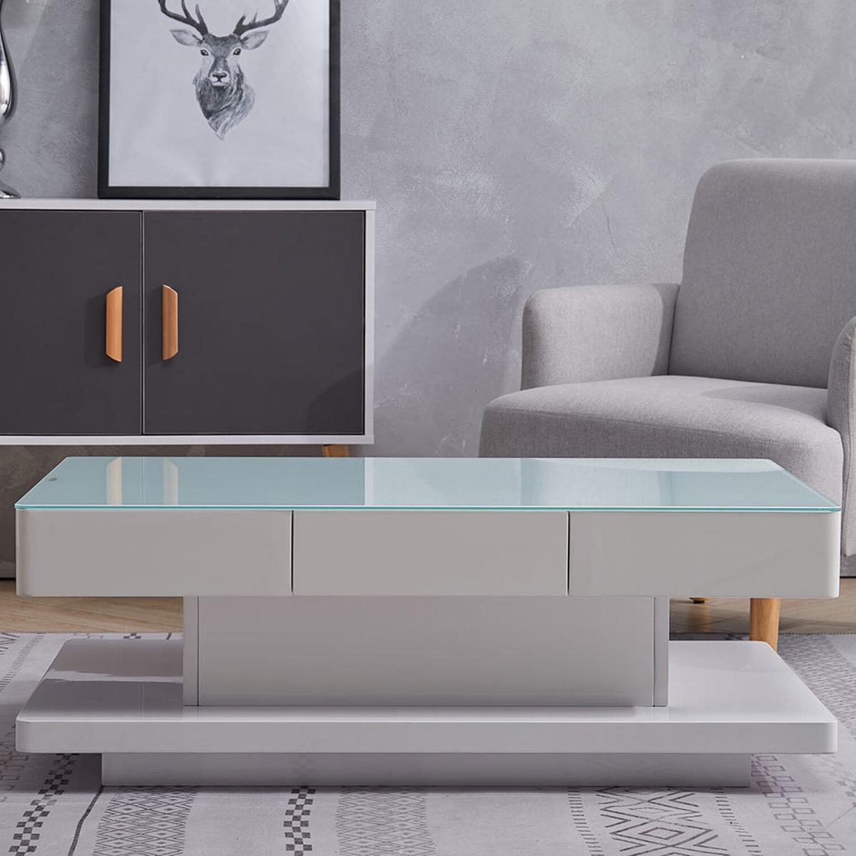 Modern High Gloss Coffee Side Table  - White – image 3