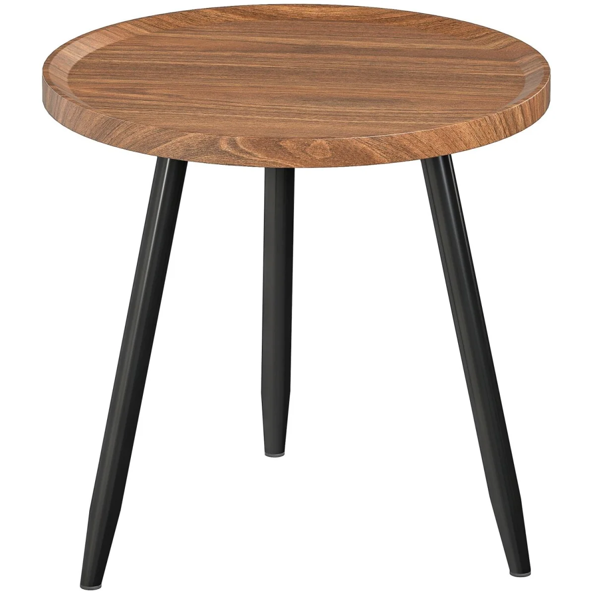 Balare Chestnut Wood-Effect Round Coffee Table with Black Steel Frame – image 3