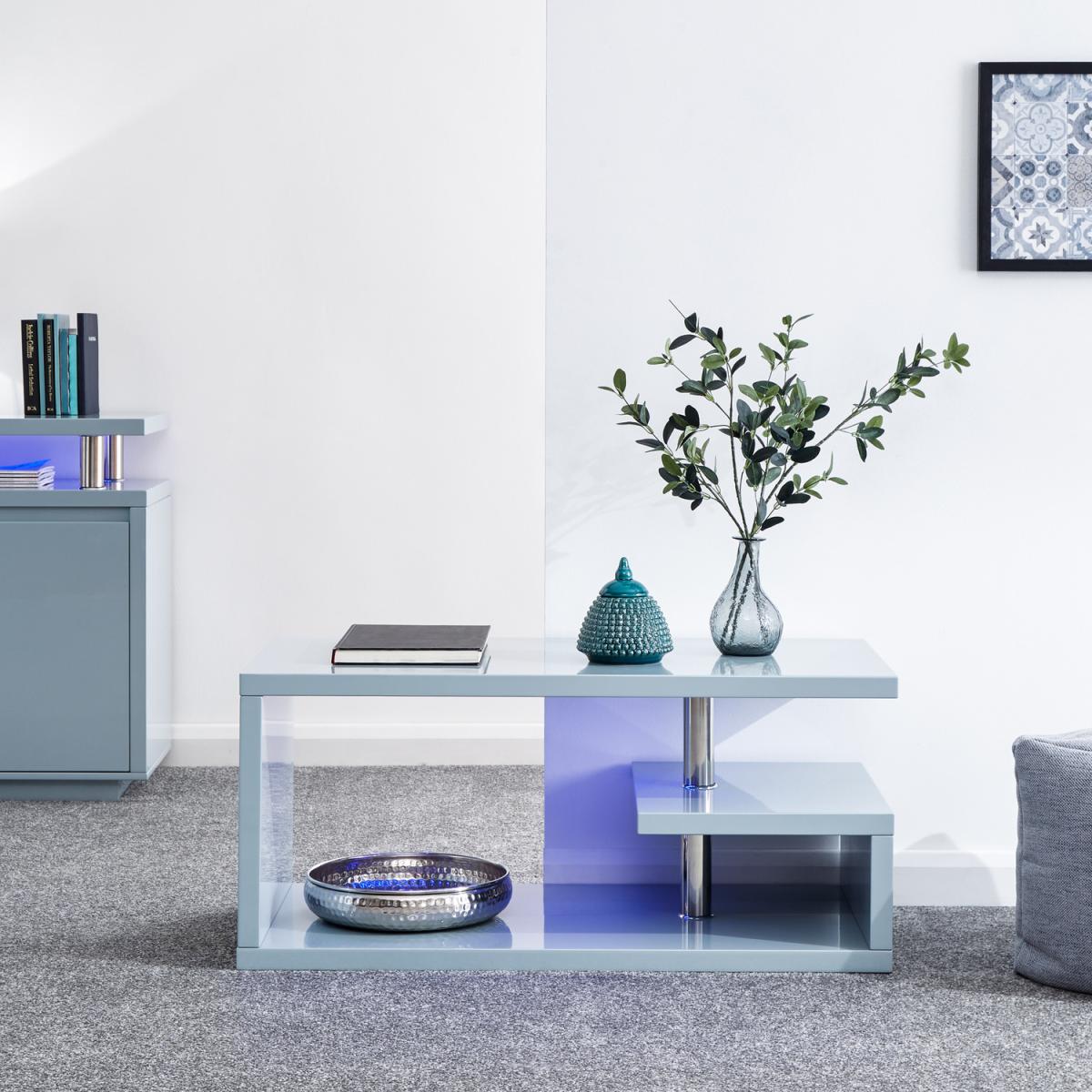 Polar High Gloss LED Coffee Table - Grey – image 1