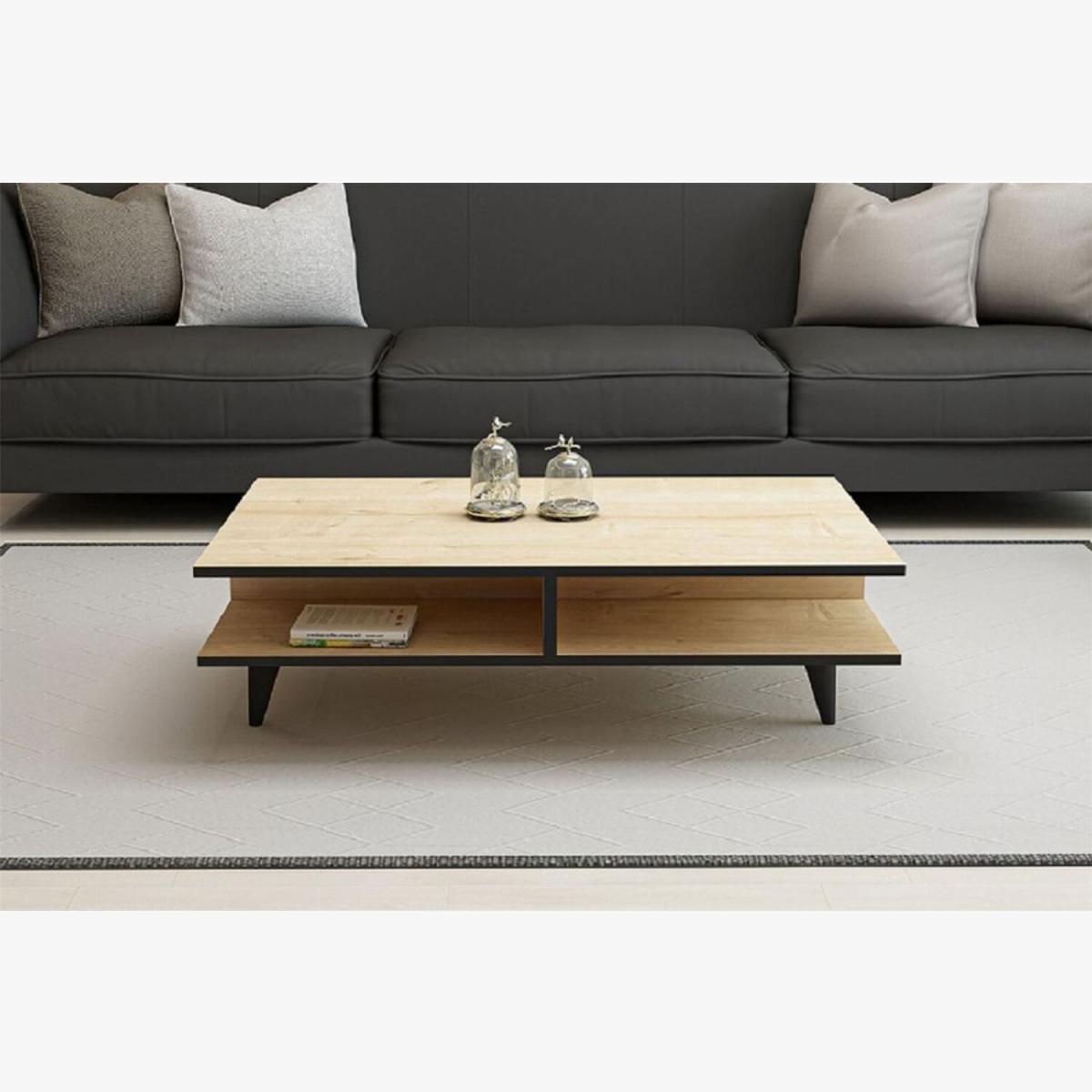 Diamond Coffee Table Oak Black - Oak & Black – image 1