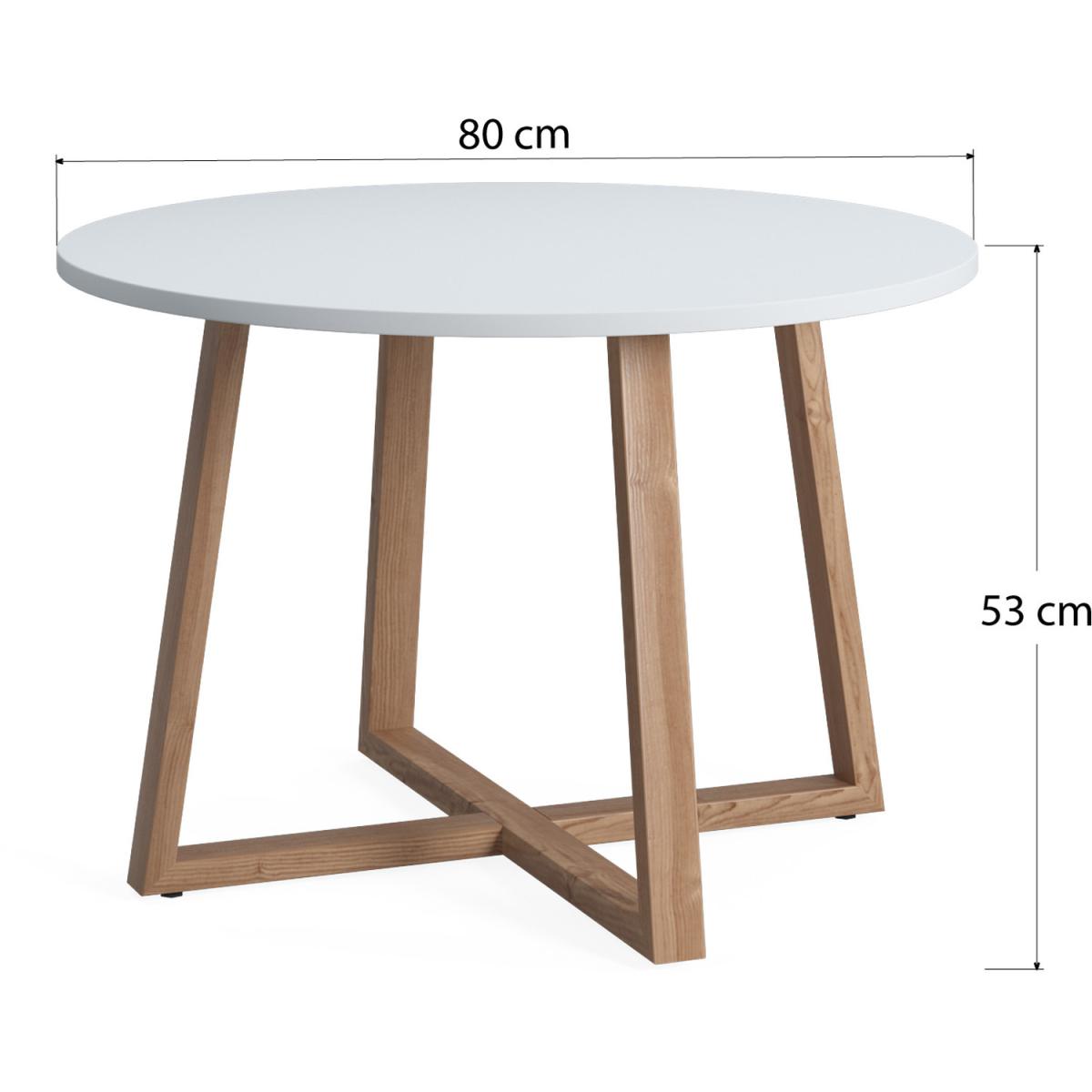 Loom Round Coffee Table with Natural Legs by Ruumstore - Opaque White – image 3