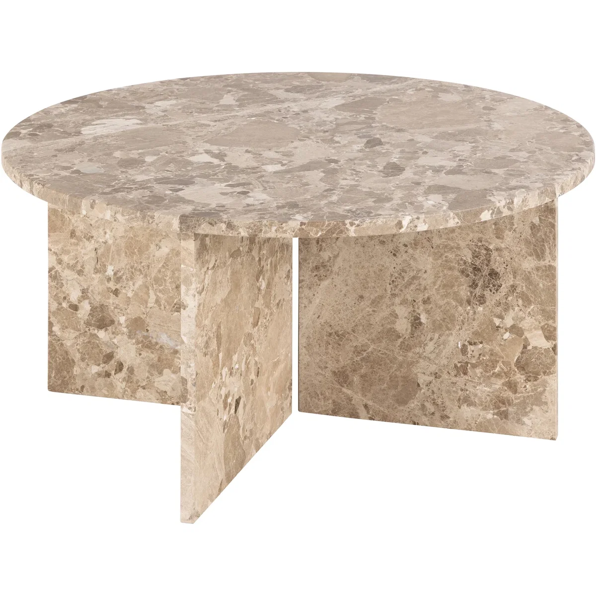 Vega Round Coffee Table with Brown Marble Top 90cm - Brown Marble – image 4
