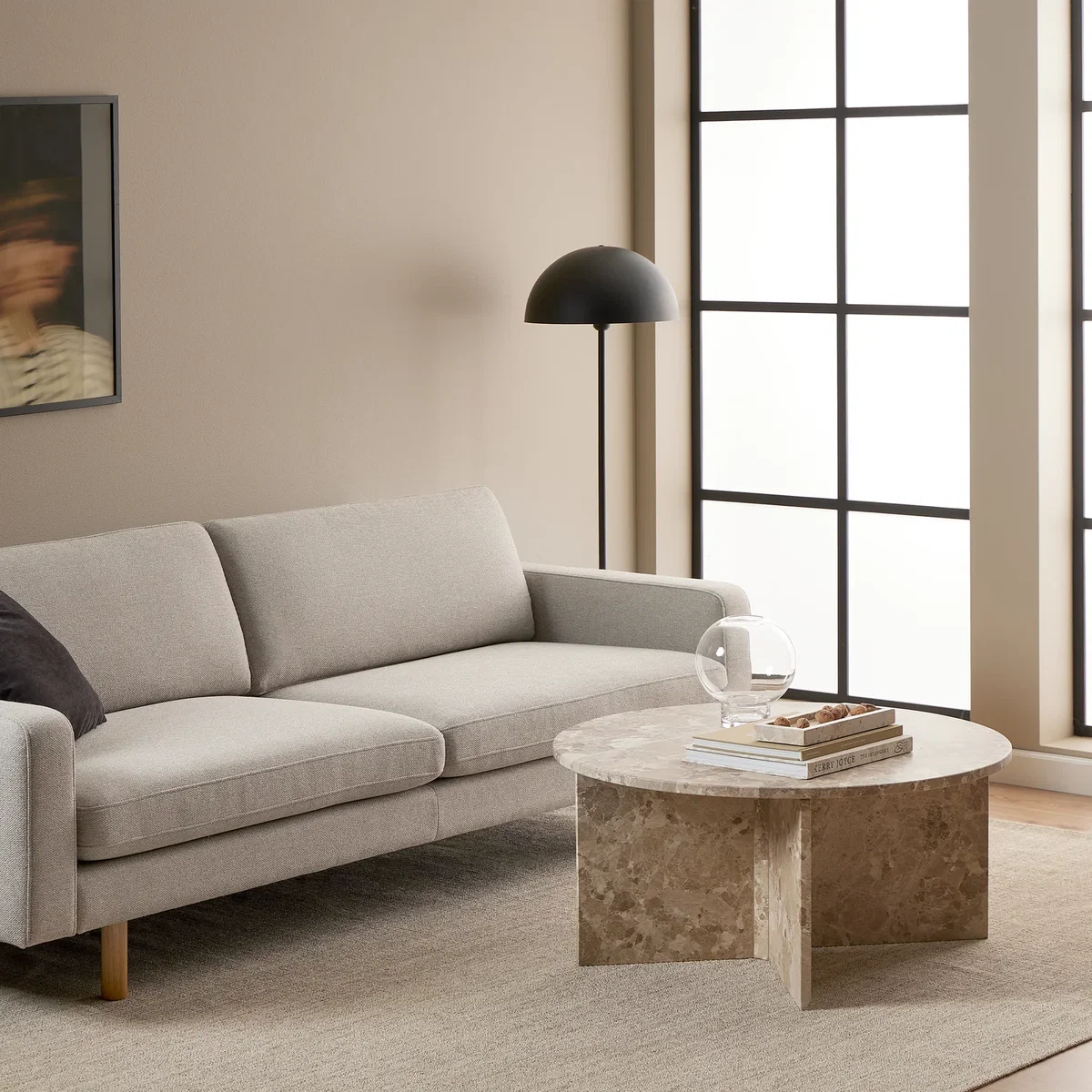Vega Round Coffee Table with Brown Marble Top 90cm - Brown Marble – image 5