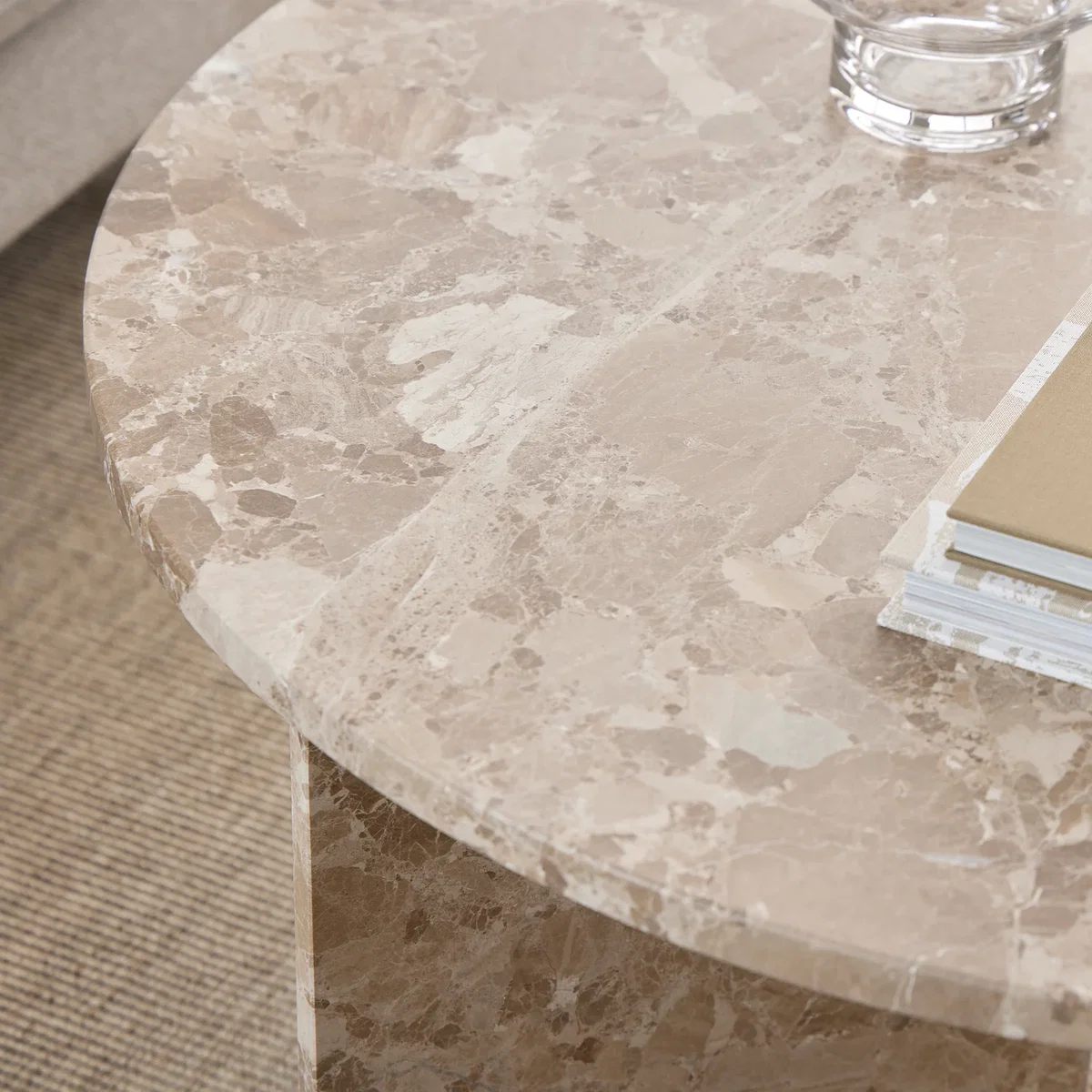 Vega Round Coffee Table with Brown Marble Top 90cm - Brown Marble – image 1