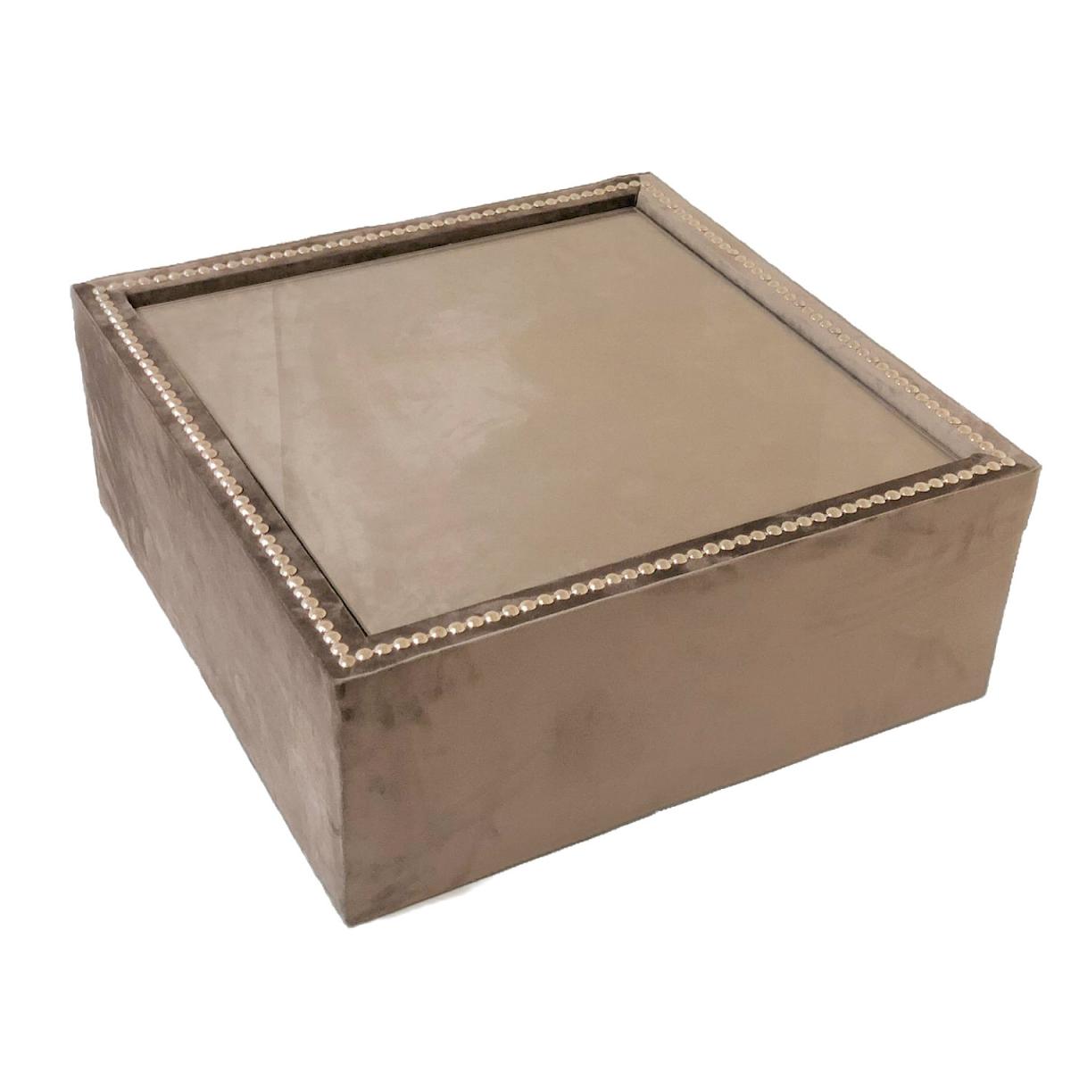 Upholstered Glass Top Coffee Table - Mink – image 2