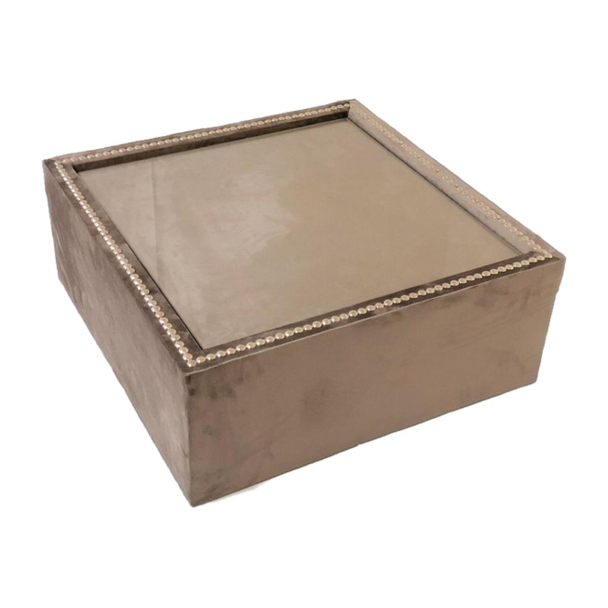 Upholstered Glass Top Coffee Table - Mink – image 1