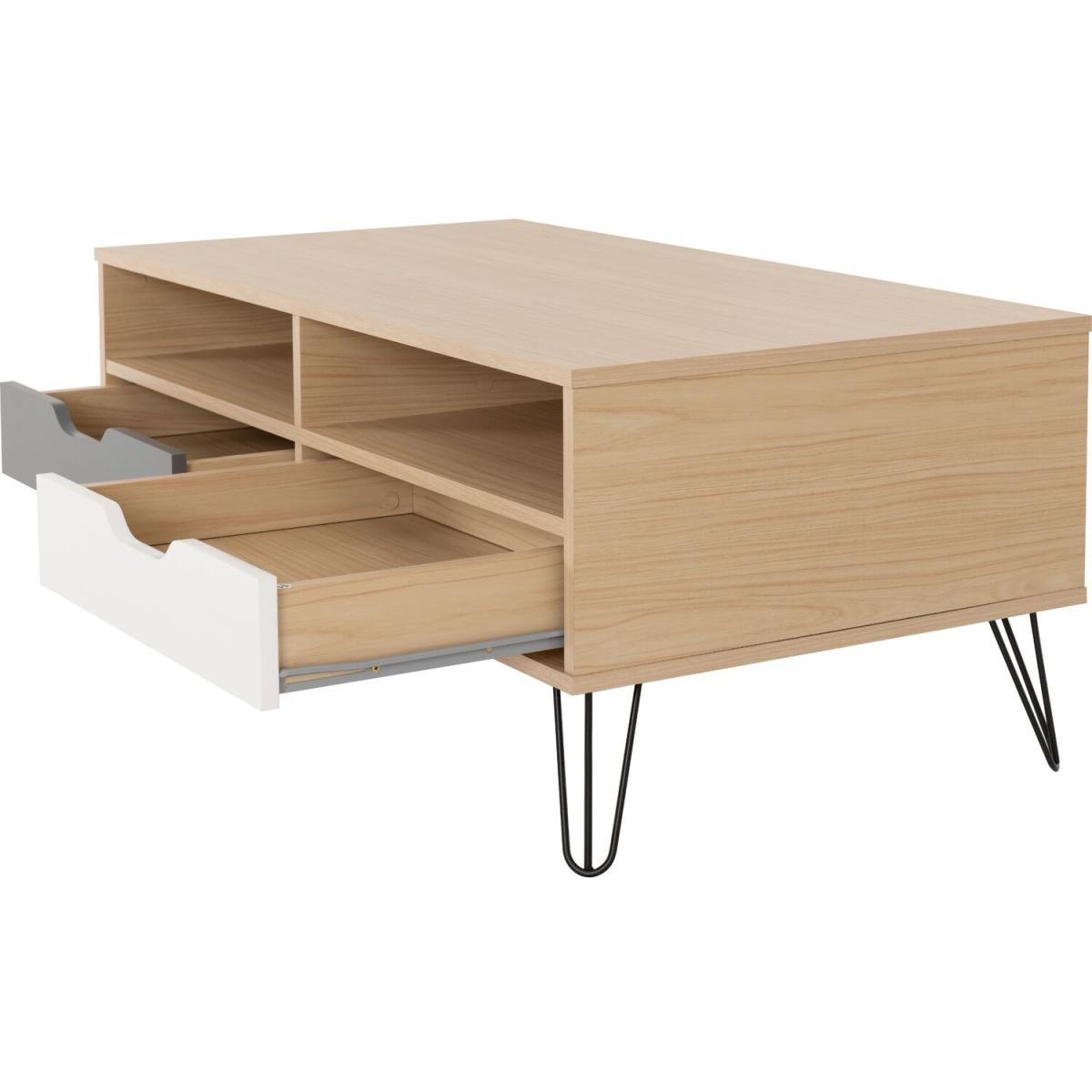 Bergen Two Drawer Coffee Table - Oak Effect/White/Grey – image 3