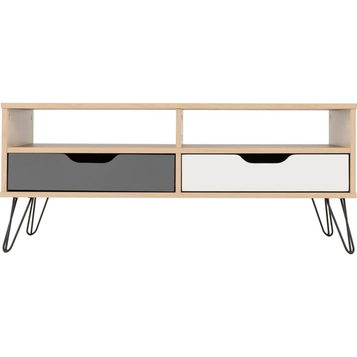 Bergen Two Drawer Coffee Table - Oak Effect/White/Grey – image 4