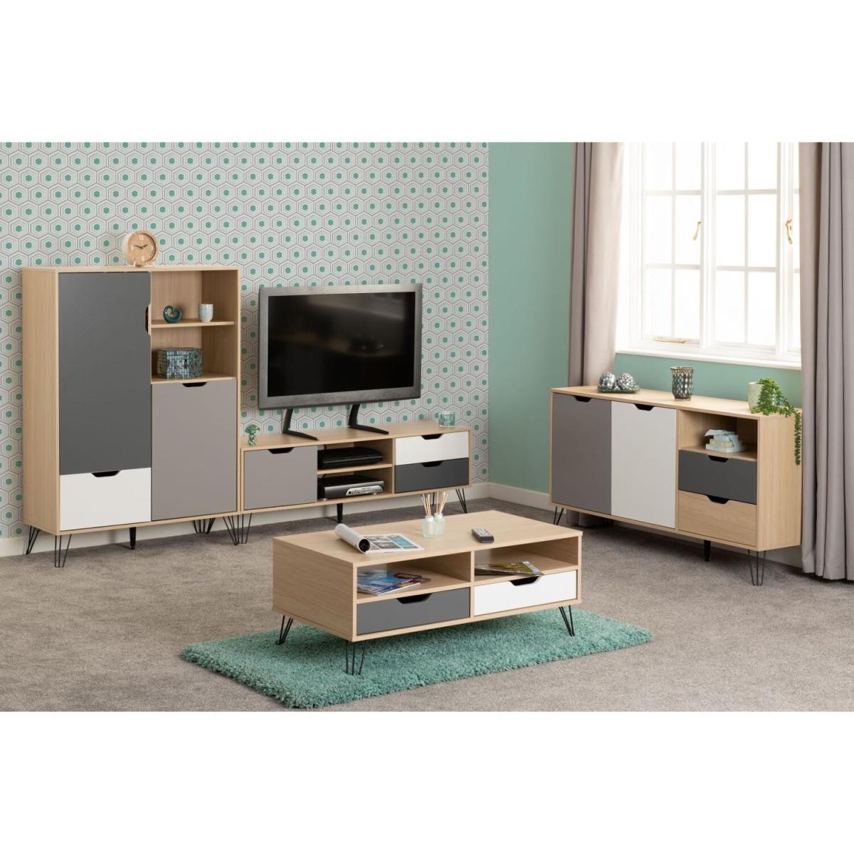 Bergen Two Drawer Coffee Table - Oak Effect/White/Grey – image 5