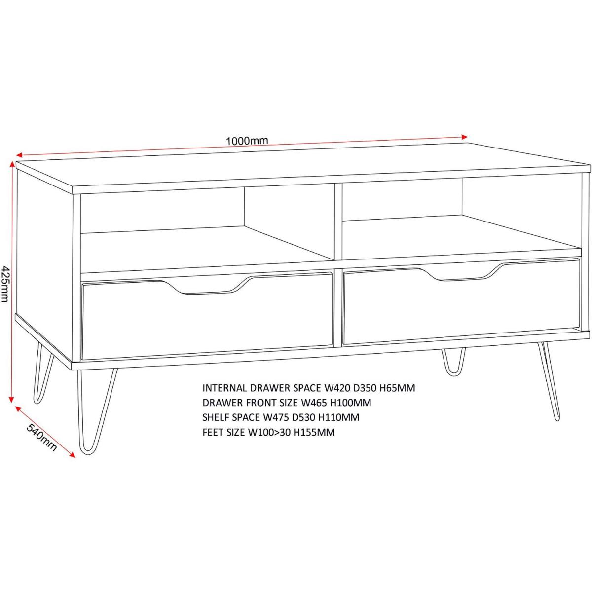 Bergen Two Drawer Coffee Table - Oak Effect/White/Grey – image 6