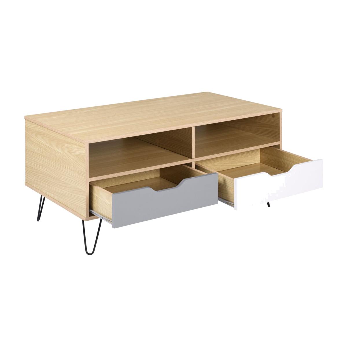 Bergen Two Drawer Coffee Table - Oak Effect/White/Grey – image 1