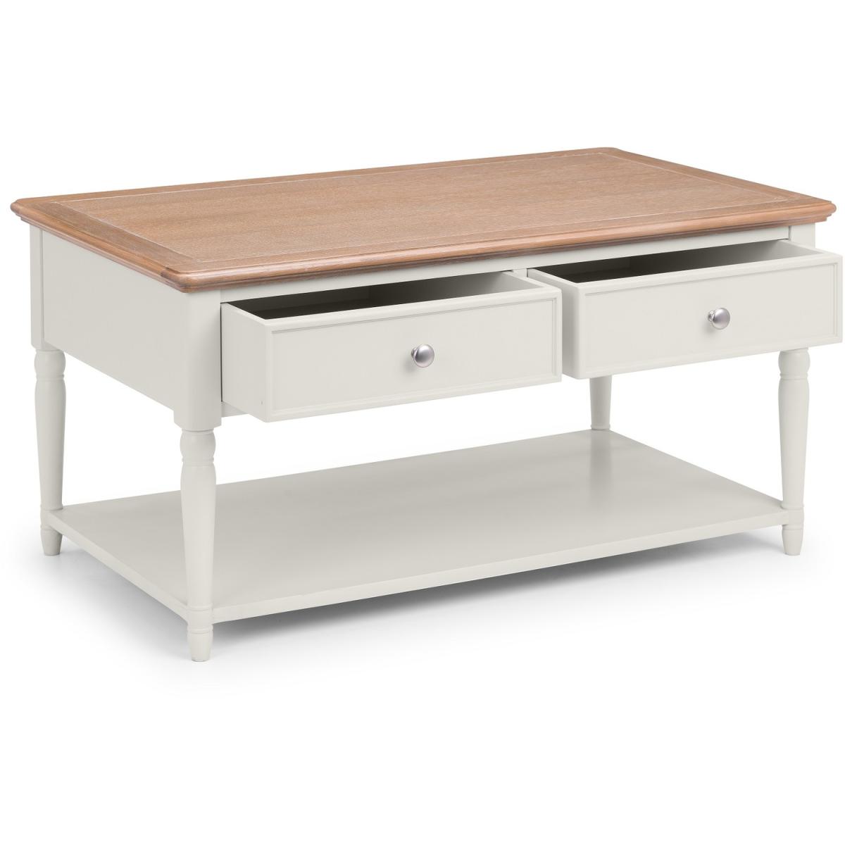 Provence 2 Drawer Coffee Table - Limed Oak and Grey – image 3