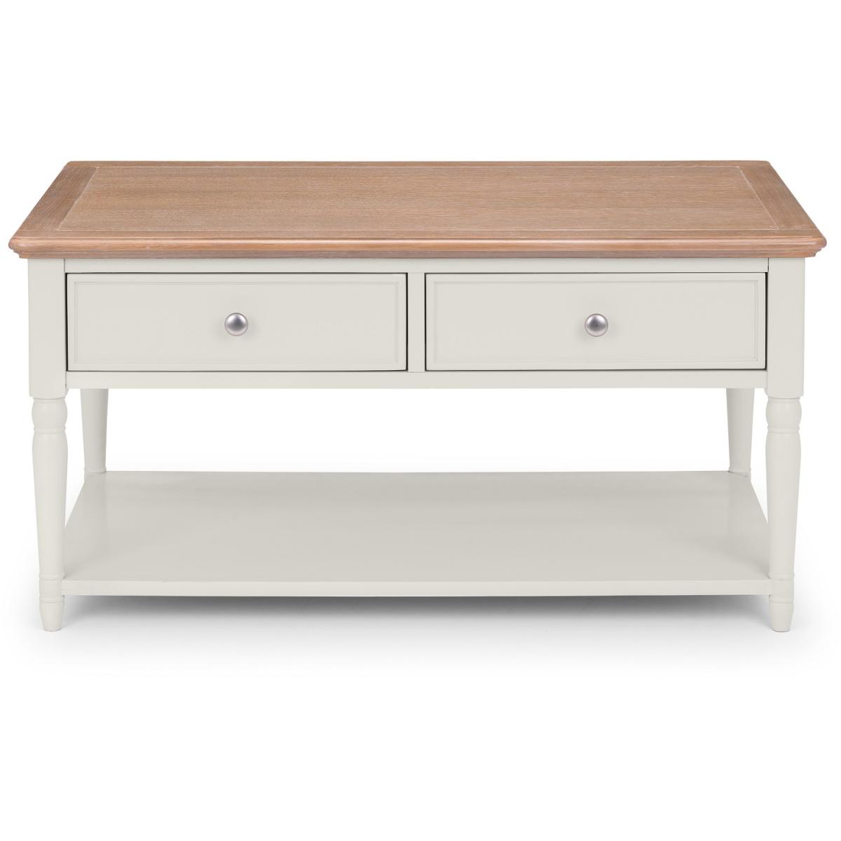 Provence 2 Drawer Coffee Table - Limed Oak and Grey – image 4