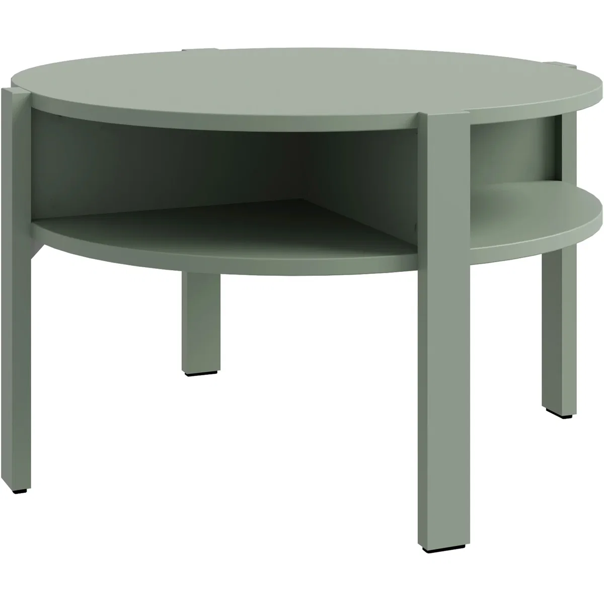 Tobago Round Coffee Table with Open Shelf in Sage Green - Sage Green – image 2