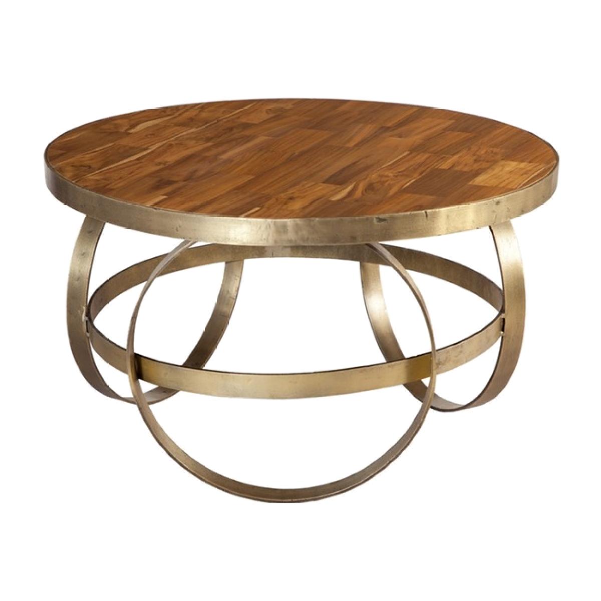 Round 3 Rings Metal and Wood Coffee Table - Wood