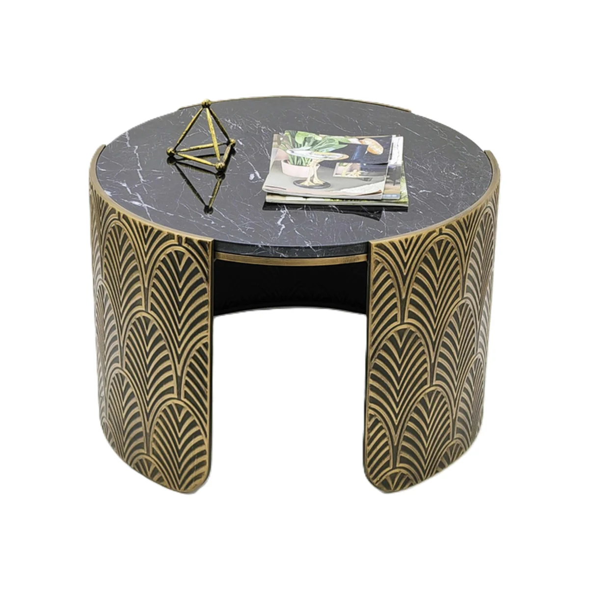 7seas Sculvera Arcelle Handmade Artificial Marble Coffee Table - Antique Bronze – image 1