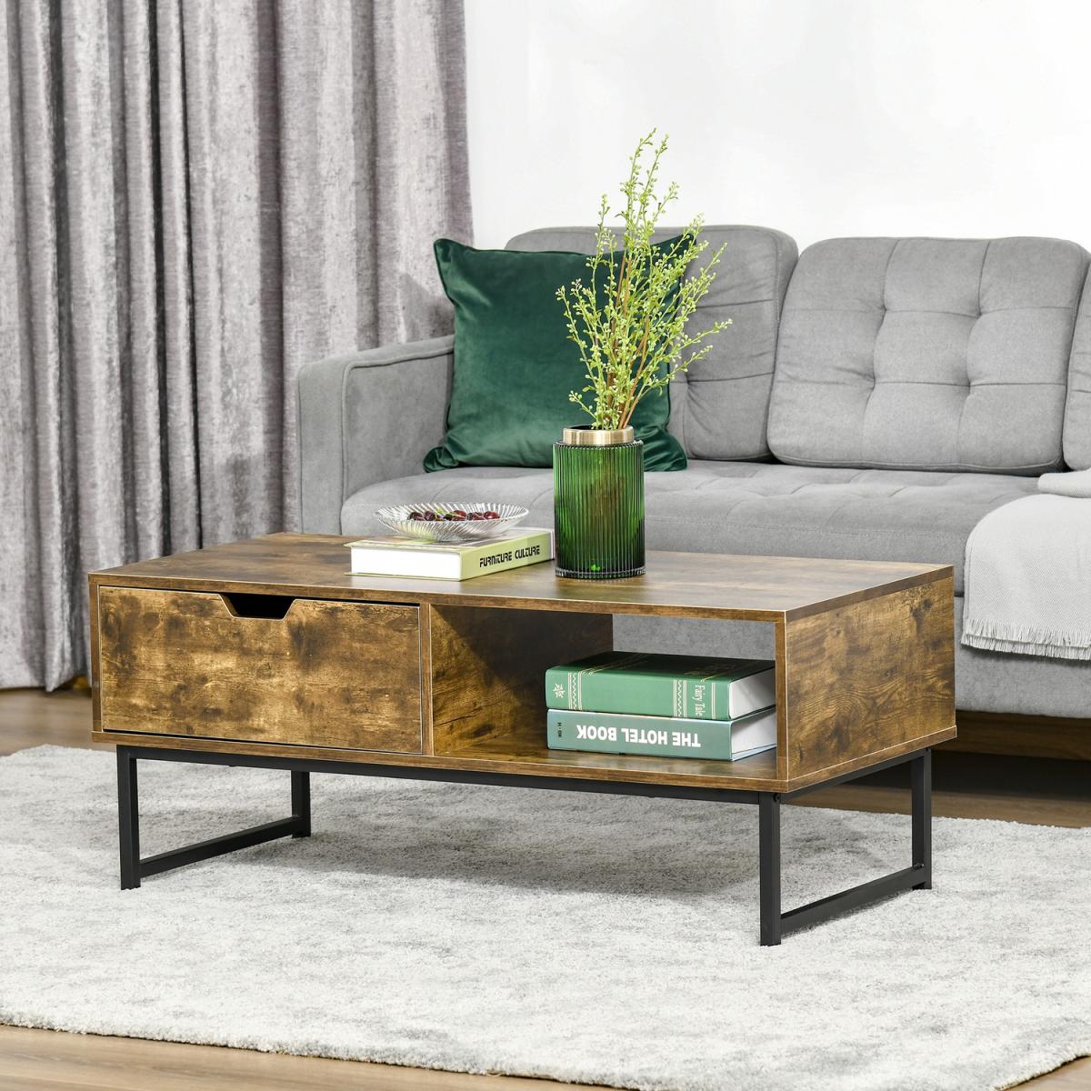 Industrial Coffee Table - Rustic Brown – image 2