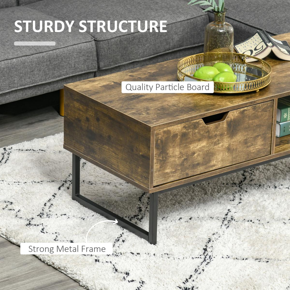 Industrial Coffee Table - Rustic Brown – image 5
