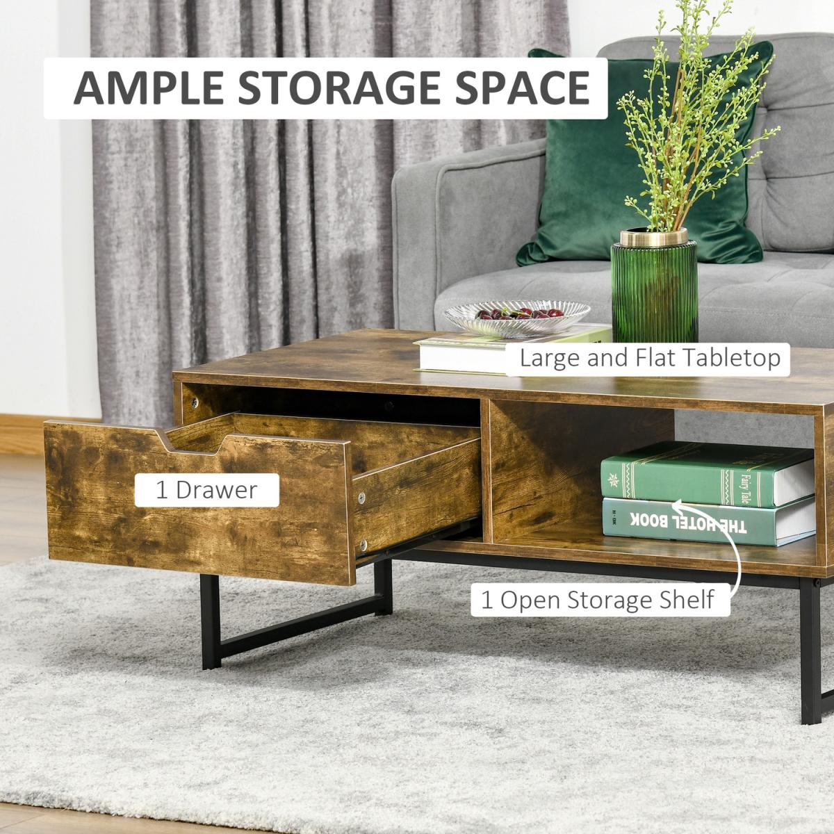 Industrial Coffee Table - Rustic Brown – image 6