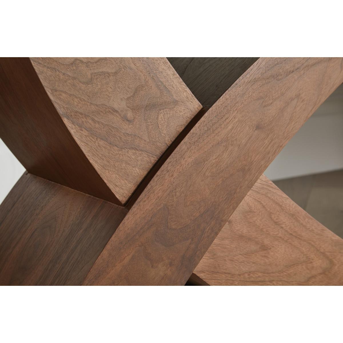 Milano Modern Oval "X" Coffee Table - Brown / Wood Glass MDF Tempered Glass – image 3