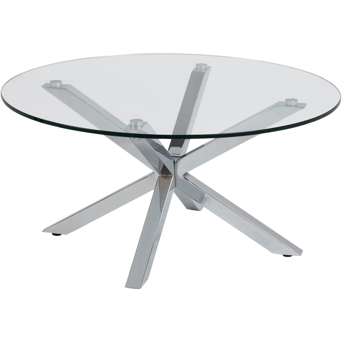 Heaven Round Coffee Table with Glass Top and Chrome Legs - Clear – image 2