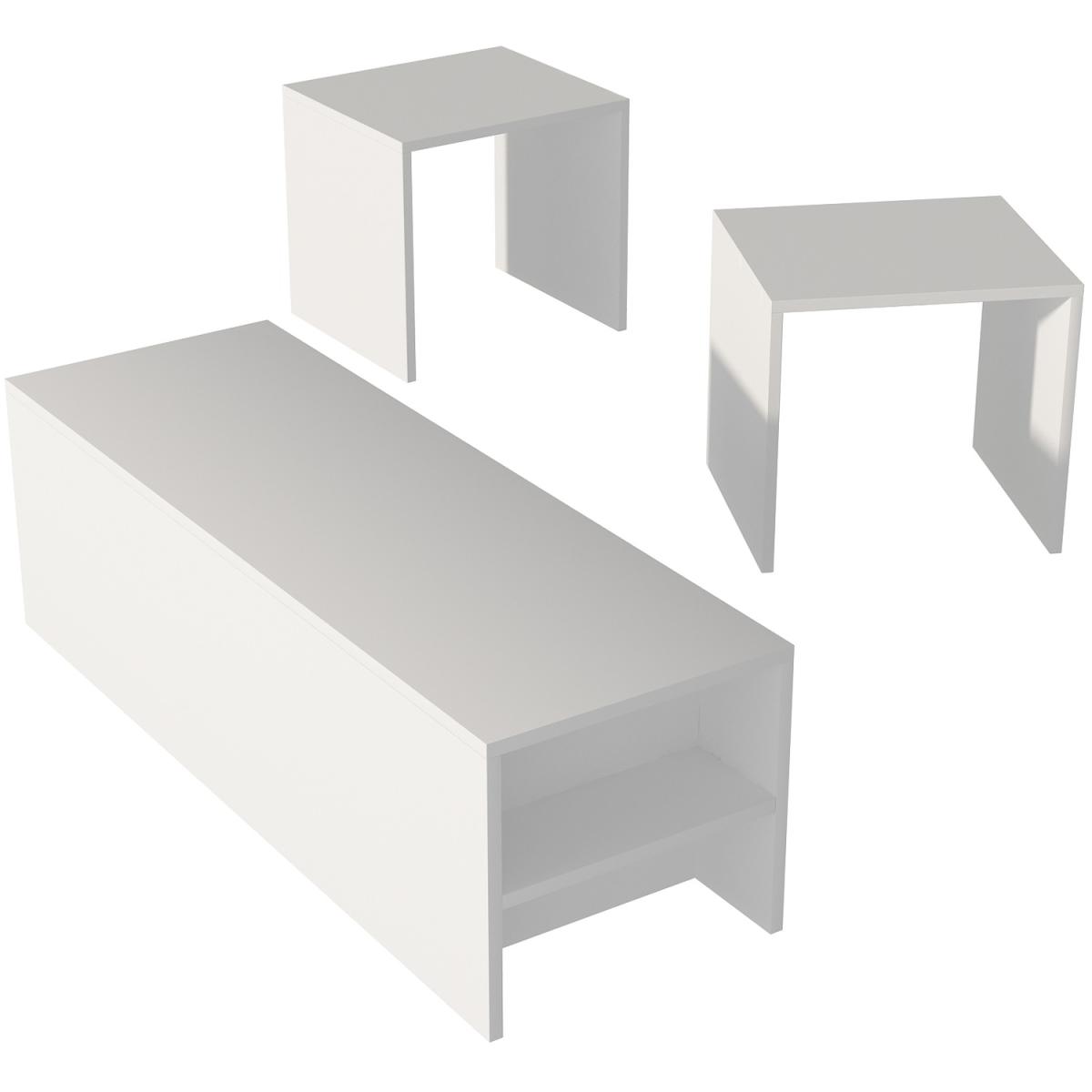 Cella Nesting Coffee Table with Storage Shelves, Set of 3 - White – image 2