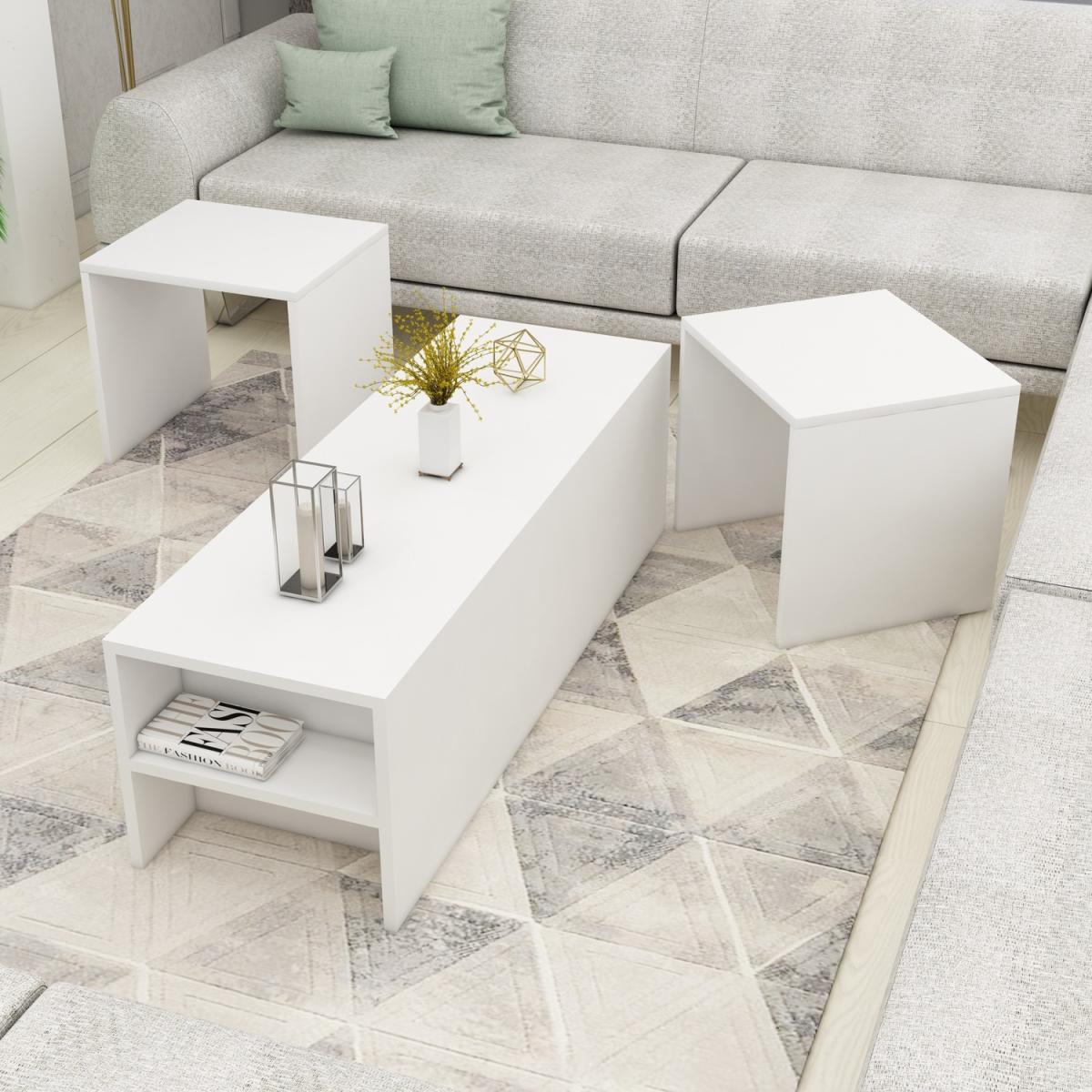 Cella Nesting Coffee Table with Storage Shelves, Set of 3 - White – image 4