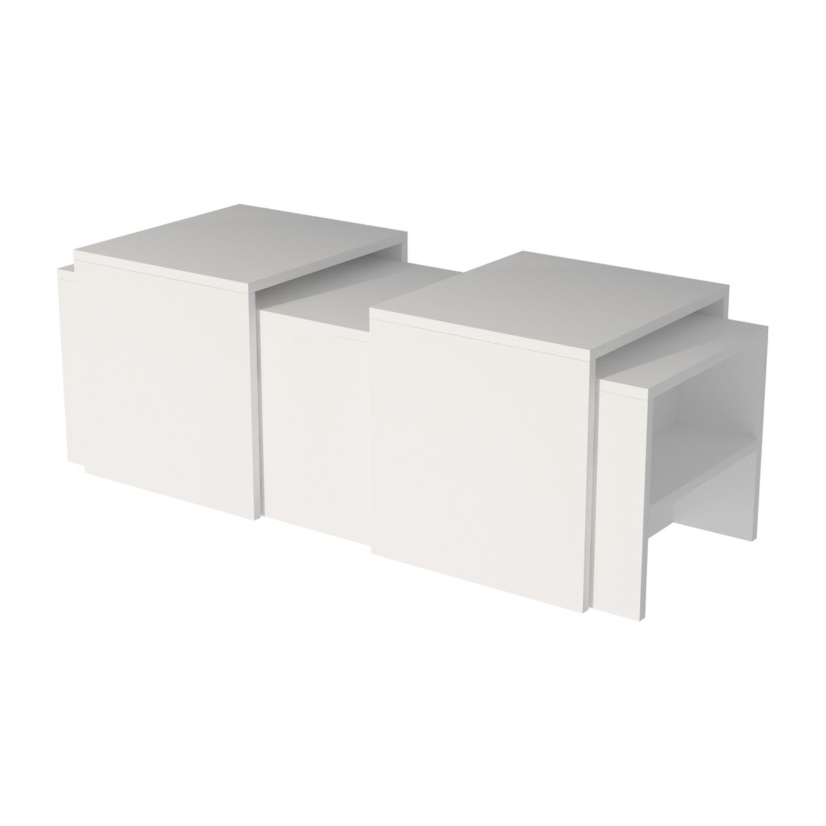 Cella Nesting Coffee Table with Storage Shelves, Set of 3 - White – image 1