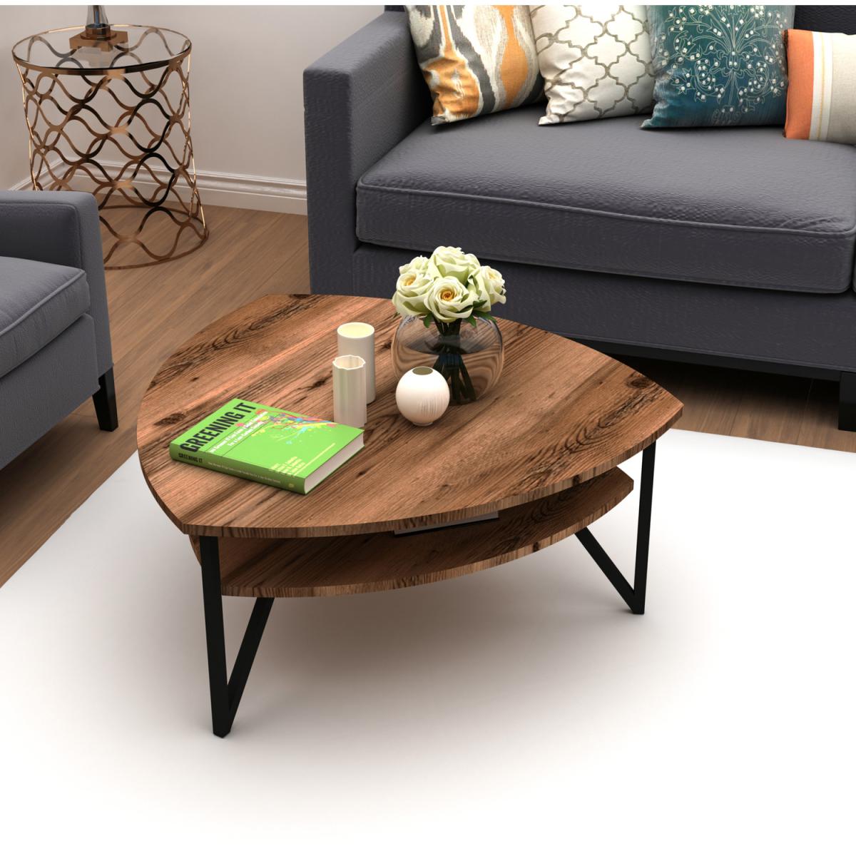 Adonis Coffee Table with Storage Shelf - Light Walnut – image 2