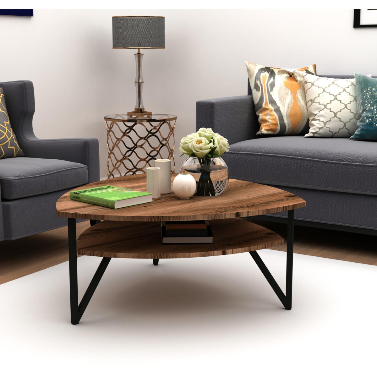 Adonis Coffee Table with Storage Shelf - Light Walnut – image 3
