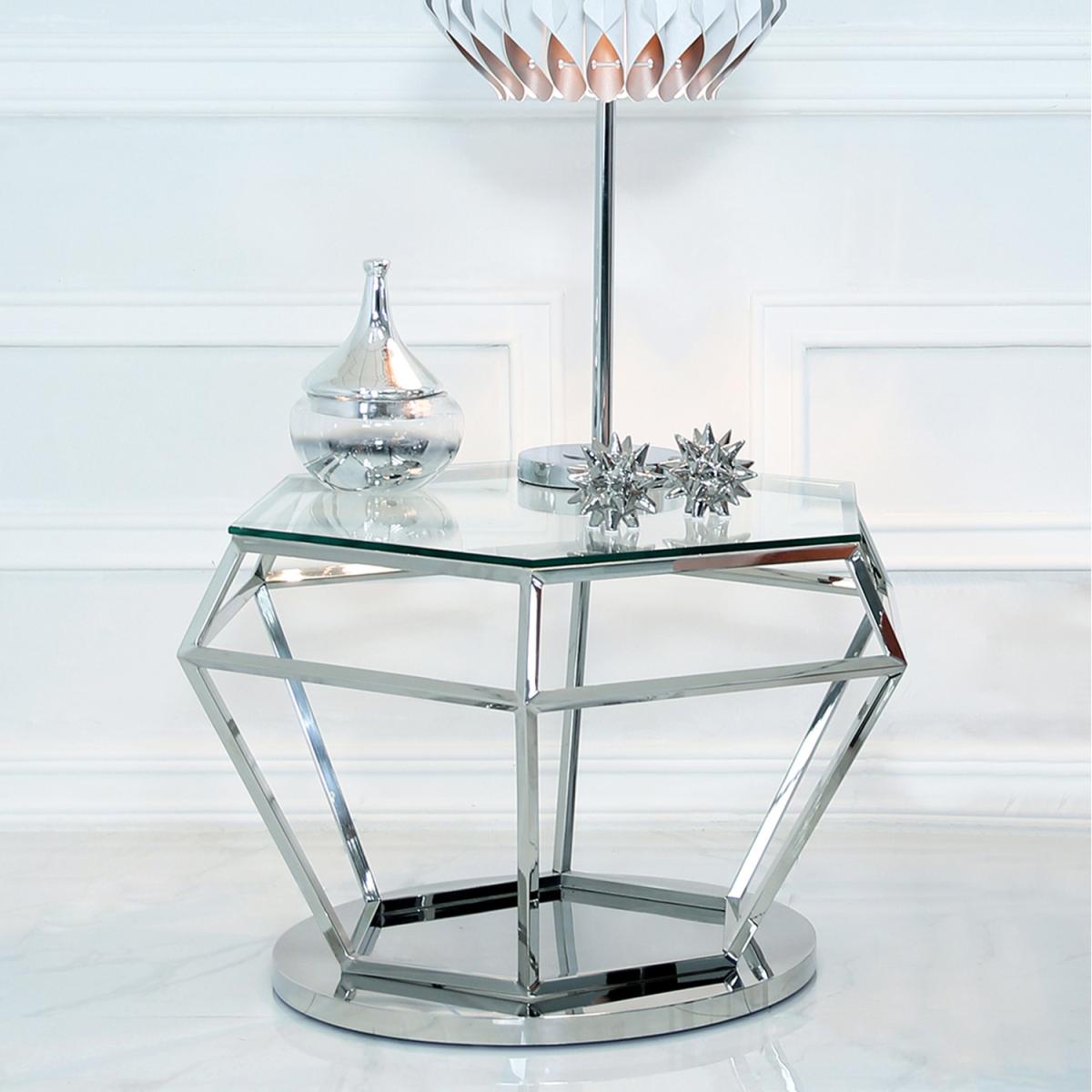 Hexagon Stainless Steel Coffee Table - Silver – image 2