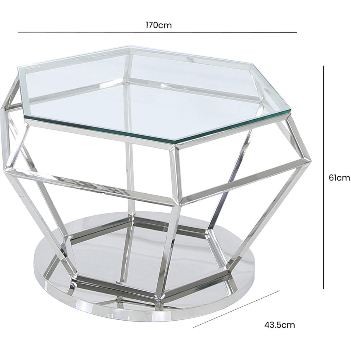 Hexagon Stainless Steel Coffee Table - Silver – image 3