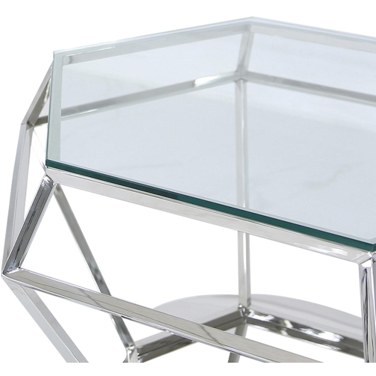 Hexagon Stainless Steel Coffee Table - Silver – image 5