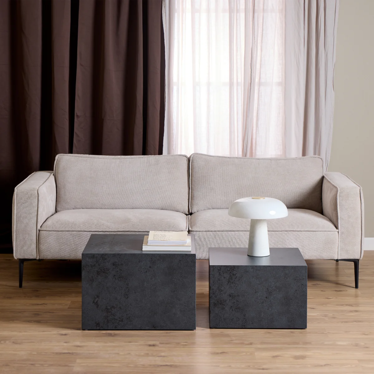 Dice Square Coffee Table Set in Black Ocean Rough Paper - Black Ocean – image 4