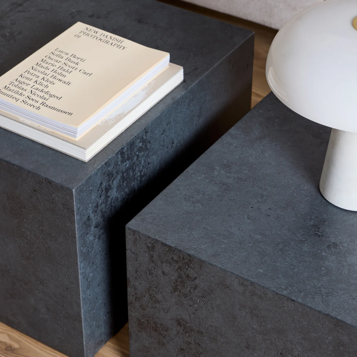 Dice Square Coffee Table Set in Black Ocean Rough Paper - Black Ocean – image 5