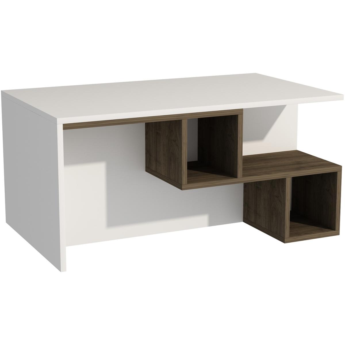 Floro Coffee Table with Storage Shelves - White - Walnut – image 2
