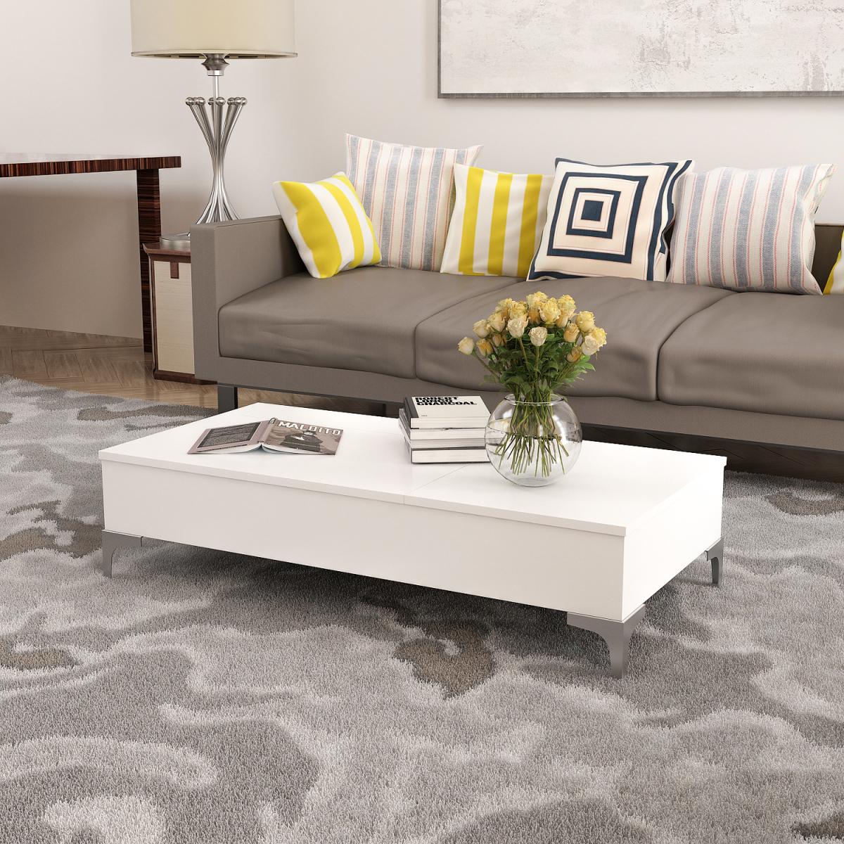 Delinda Lift-Top Coffee Table White - White – image 1