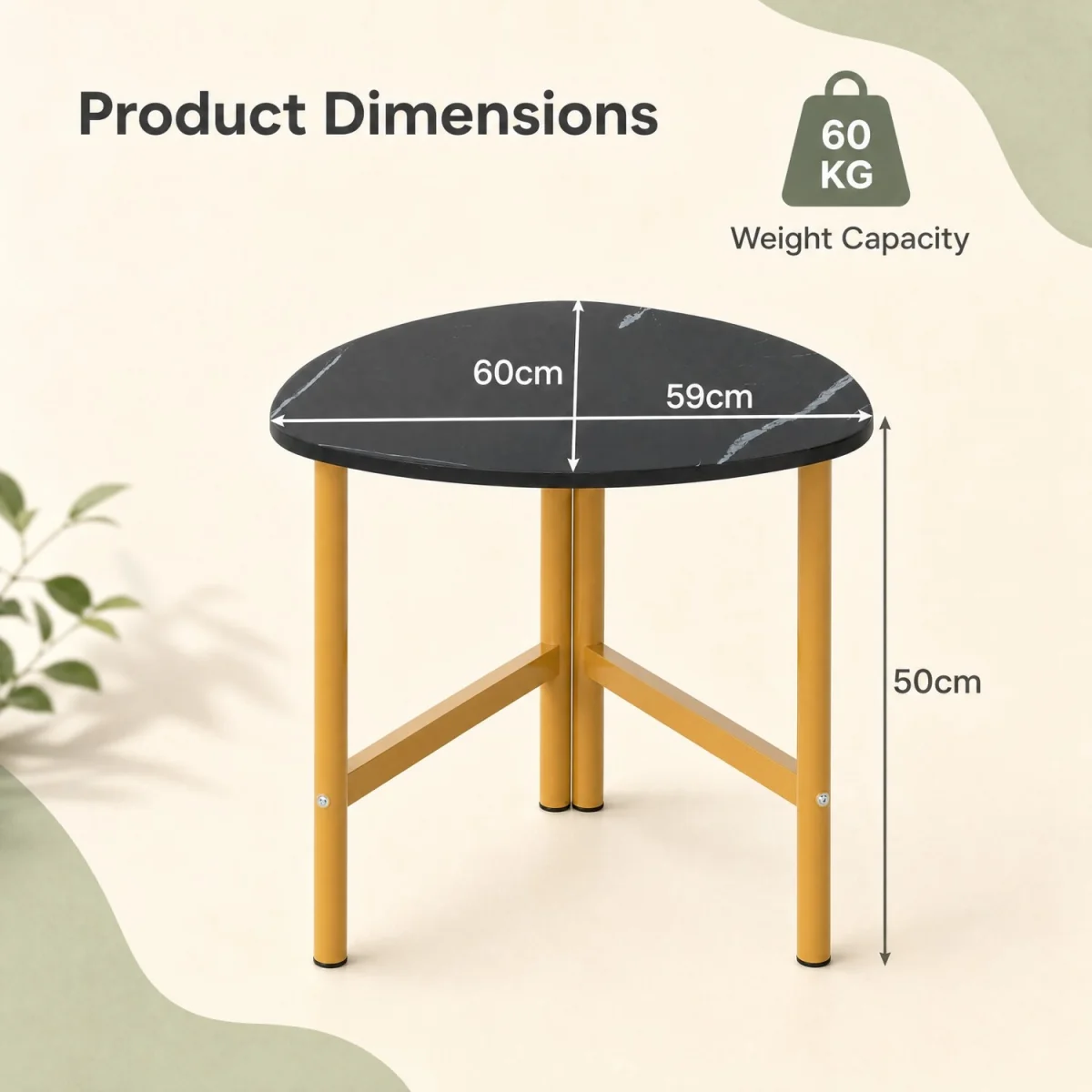 Triangle Coffee Table with Metal Legs - Black – image 3
