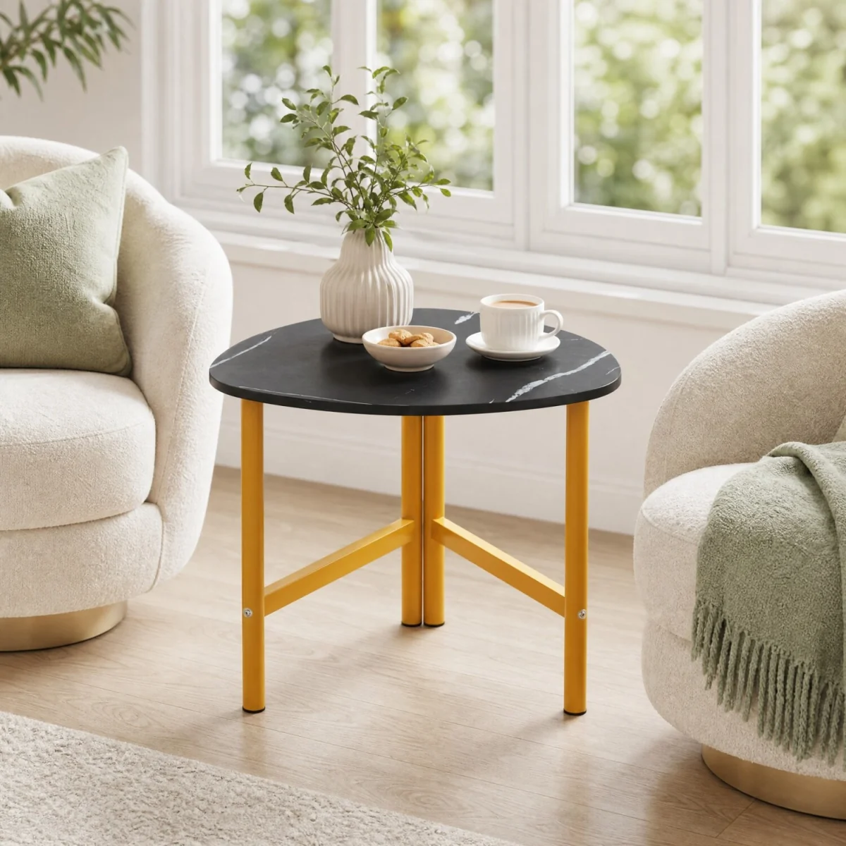 Triangle Coffee Table with Metal Legs - Black – image 5