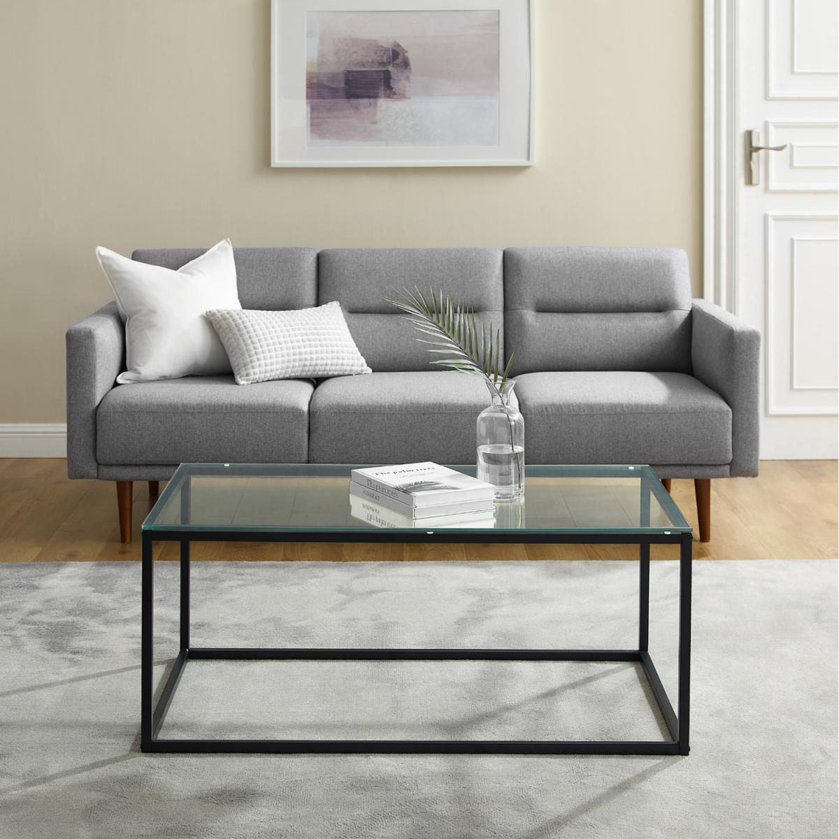 Orson Coffee Table Glass Top and Black Legs - Black – image 5