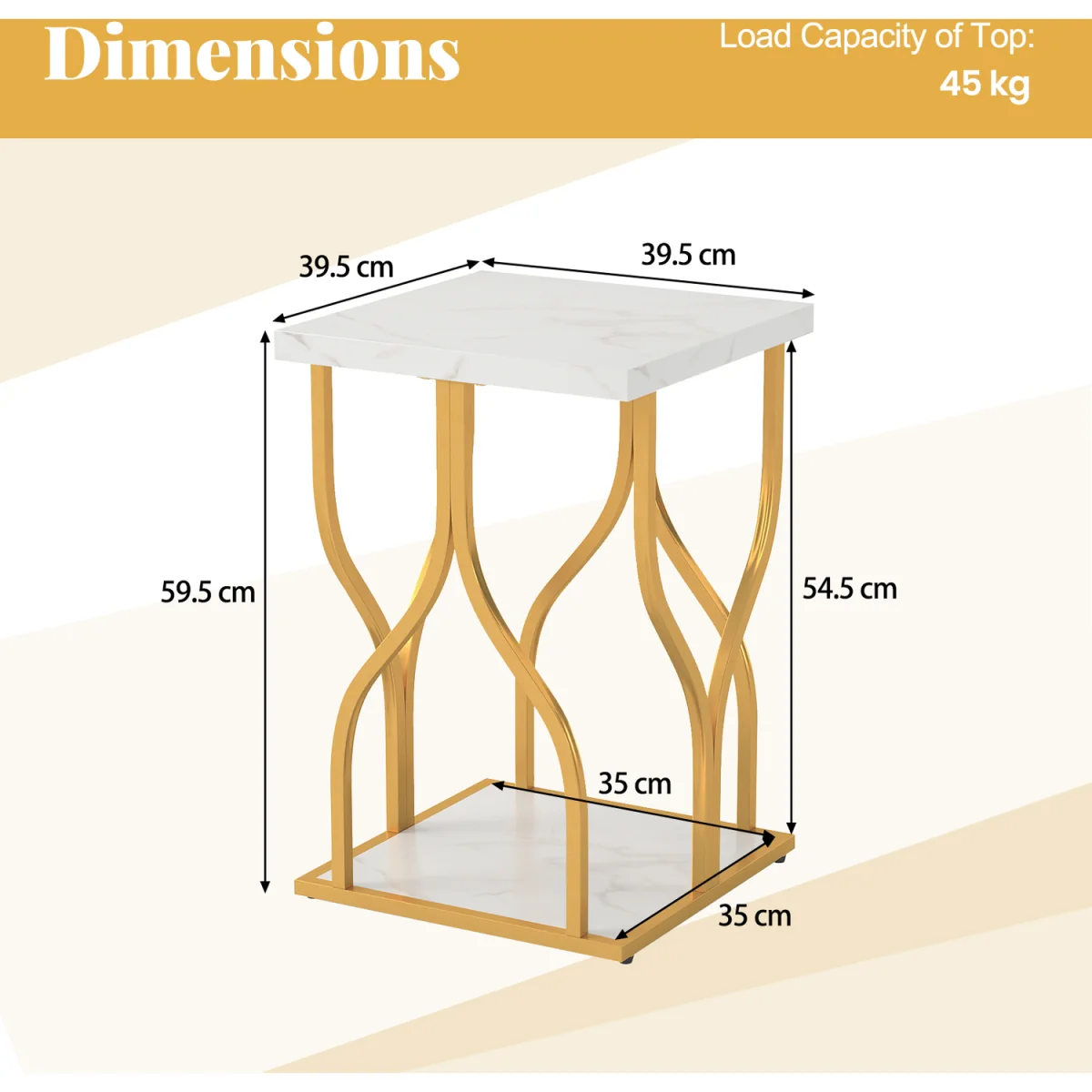 Faux Marble Nightstand - White – image 3