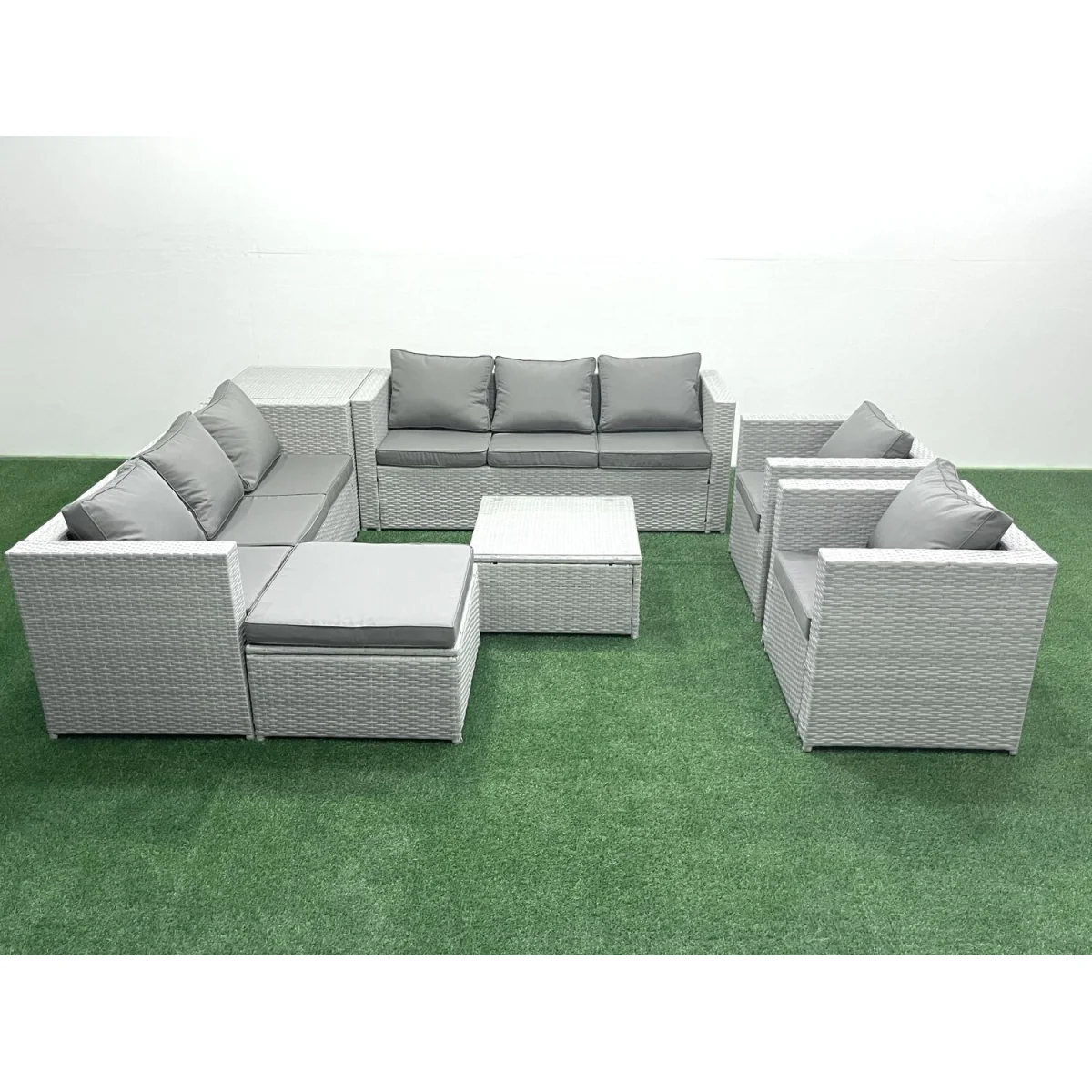 Rattan 9 Seater Sofa Set Coffee Tables Stool – image 2