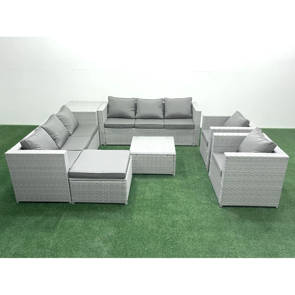 Rattan 9 Seater Sofa Set Coffee Tables Stool – image 1