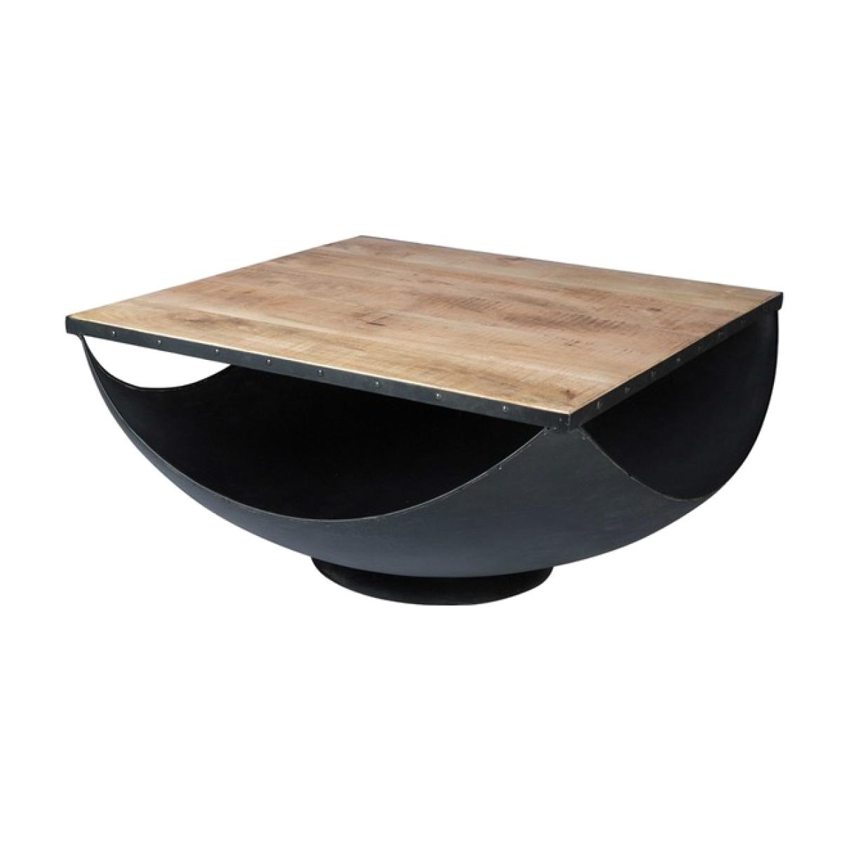 Iron Wood Industrial Style Square Top Coffee Table - Wood