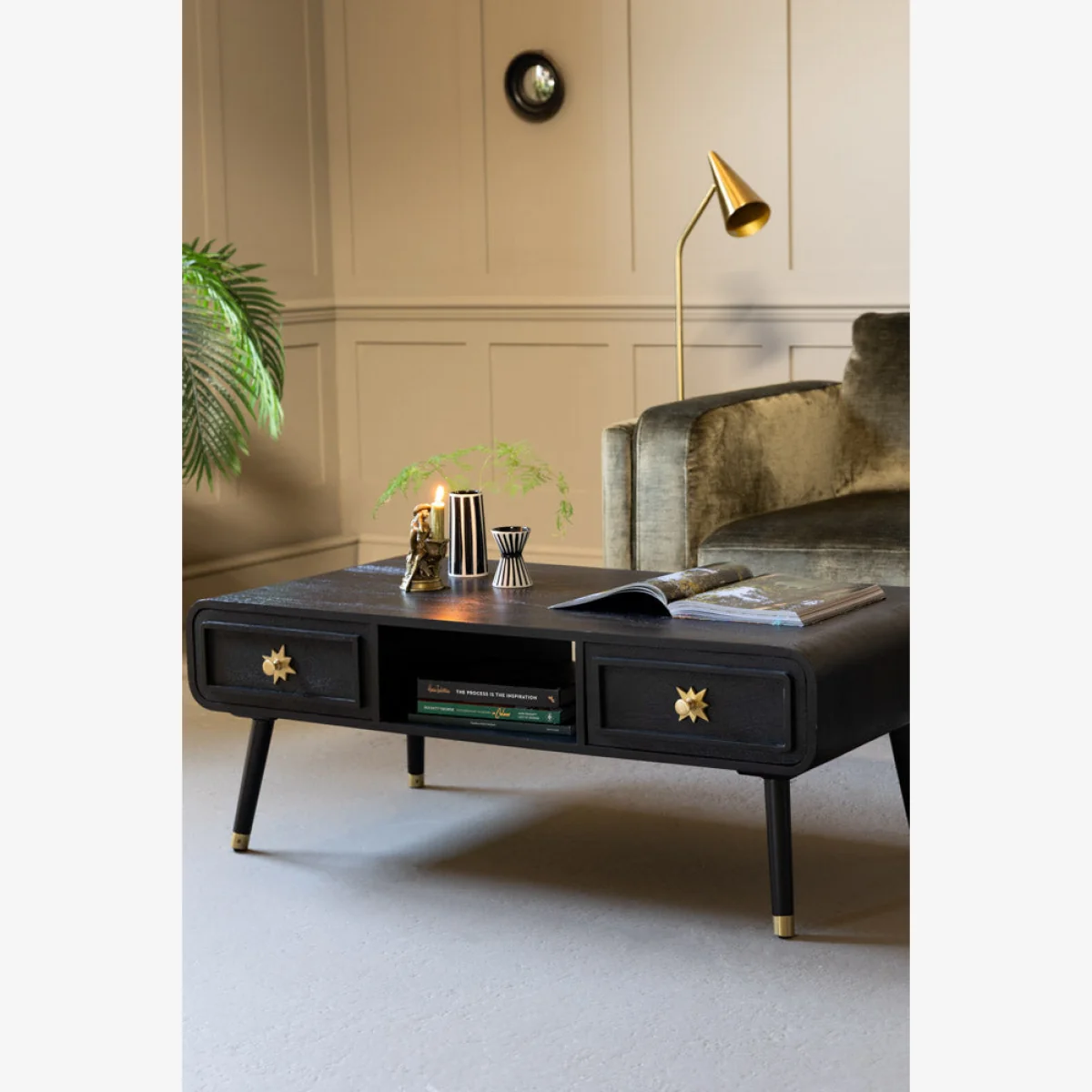 Black & Gold Ringo Storage Coffee Table