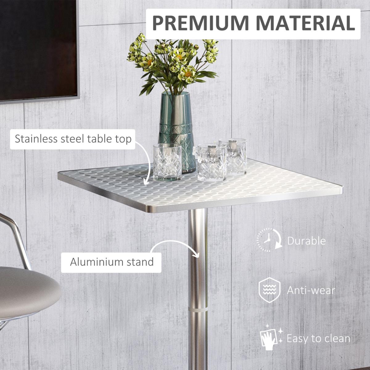 Bistro Bar Coffee Square Table - Stainless Steel – image 4