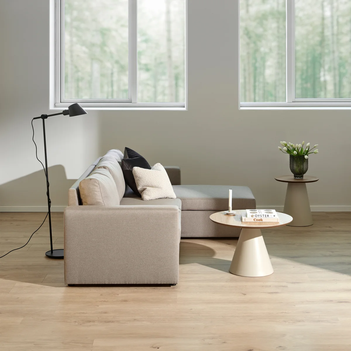Soli Round Coffee Table in Oak/Grey 85x40cm - Oak & Grey – image 2