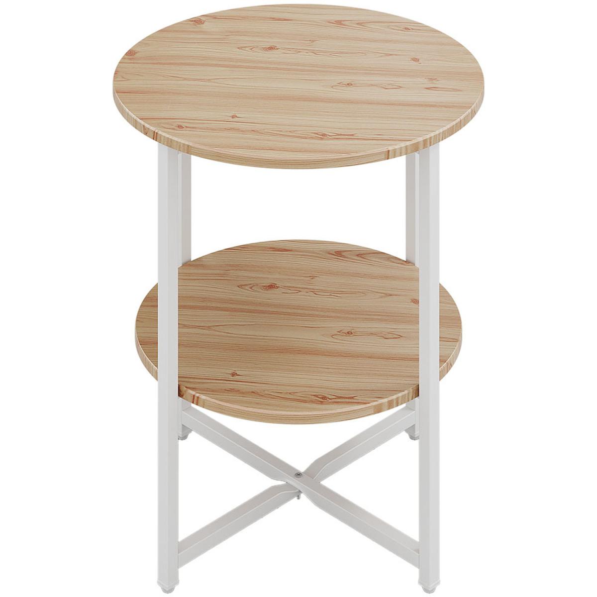 Minimalist 2-Tier Small Round Coffee Table - Natural – image 2